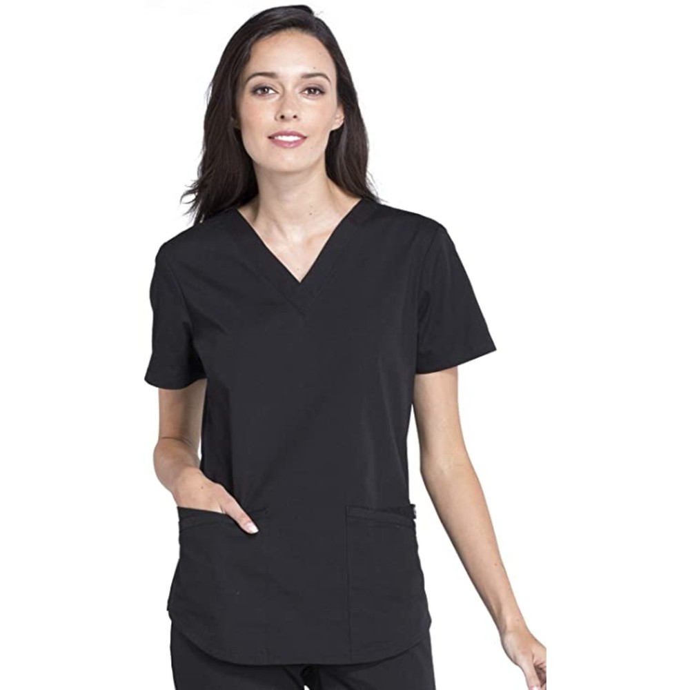 Scrubs for Women Workwear Professionals V-Neck Top Soft Stretch Size 3XL Black